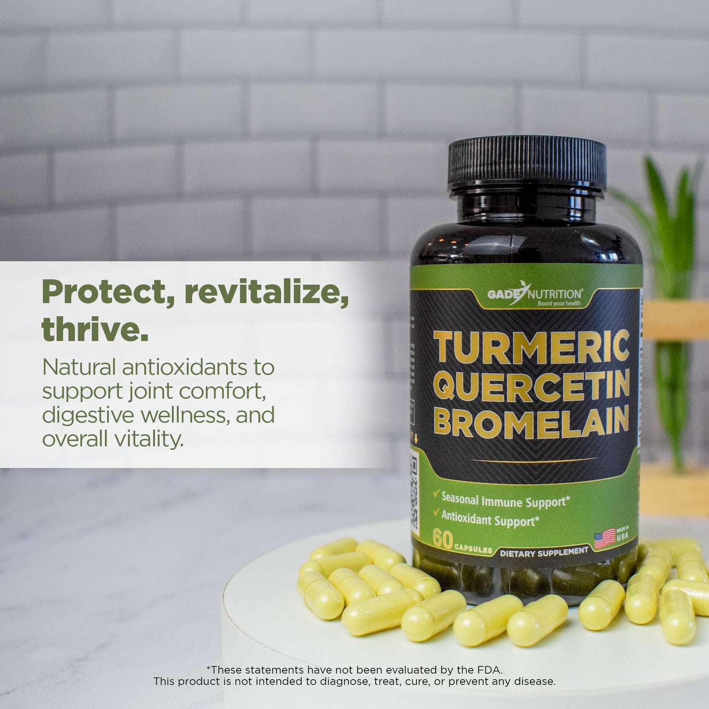 Gade Nutrition Turmeric Quercetin with Bromelain – Immune, Allergy & Joint Support | Non-GMO & Gluten-Free | Made in USA
