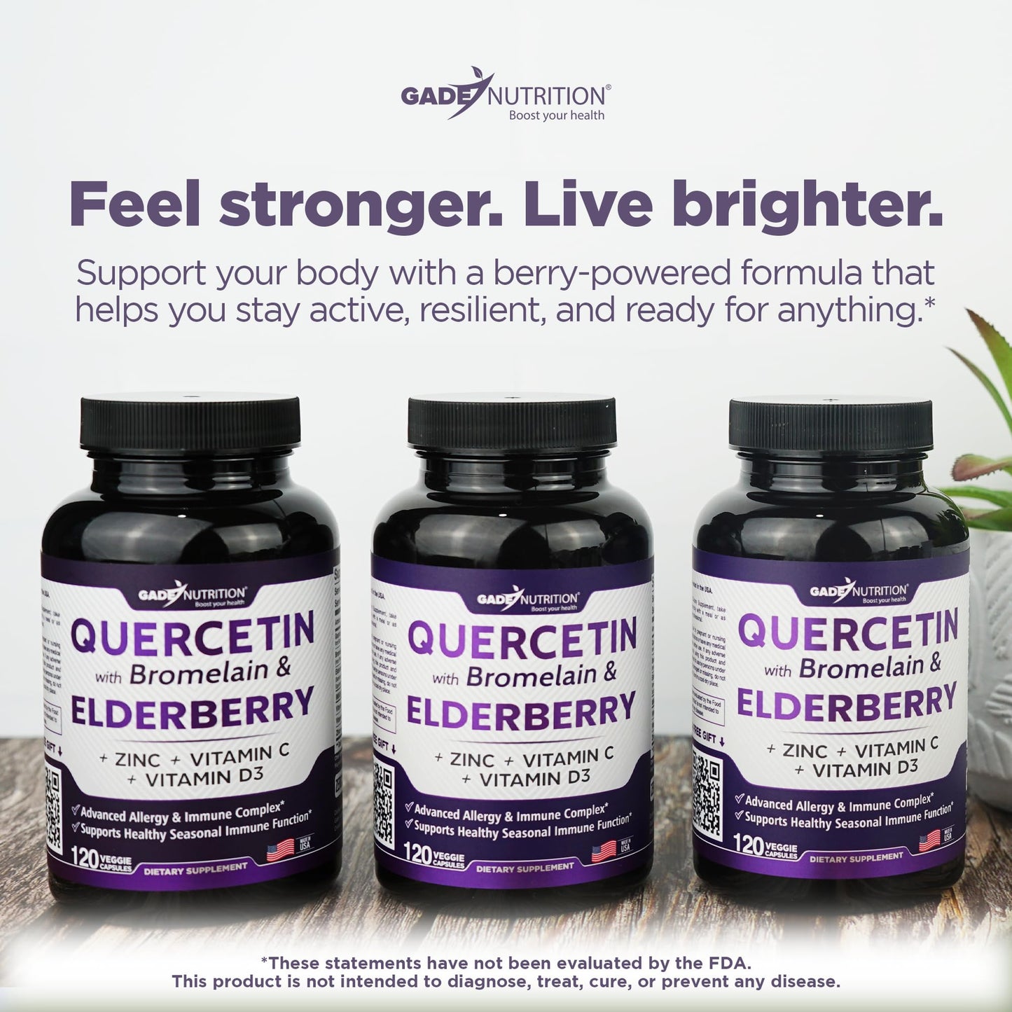 Gade Nutrition Quercetin with Bromelain & Elderberry | Immune Support (6 Months)