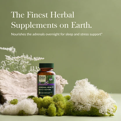 Gaia Herbs Adrenal Health Nightly Restore | 60 Vegan Liquid Phyto-Capsules