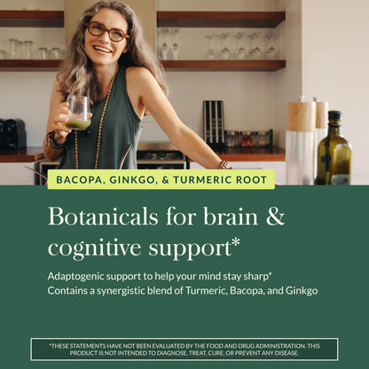 Gaia Herbs Agile Mind – Brain Support with Turmeric, Bacopa, Black Pepper & Ginkgo Biloba | 60 Vegan Liquid Phyto-Capsules
