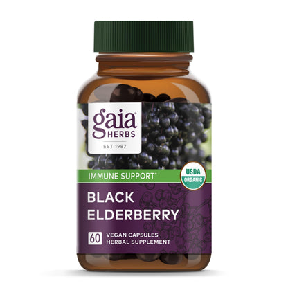 Gaia Herbs Black Elderberry - Daily Immune Support | 60 Vegan Capsules