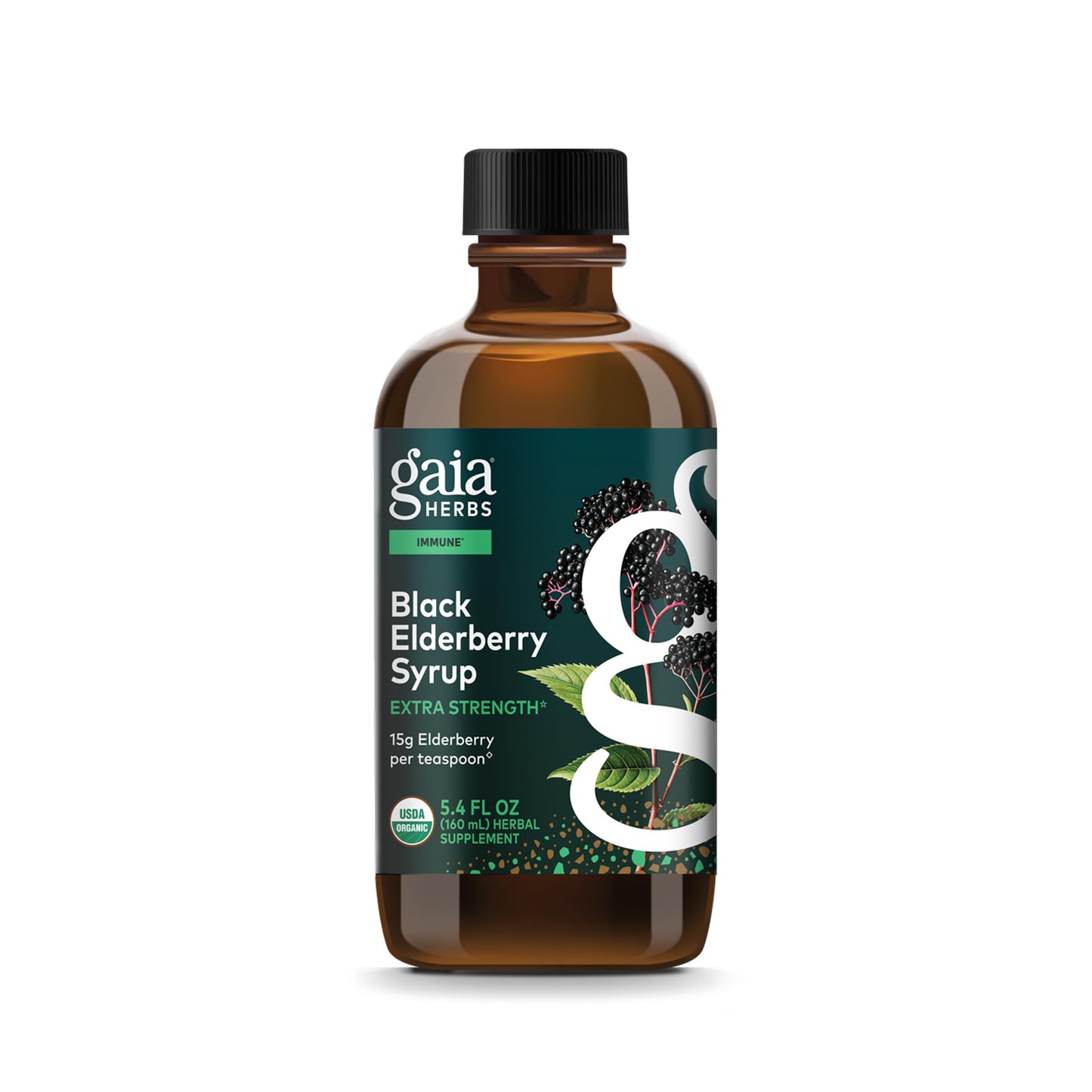 Gaia Herbs Black Elderberry Syrup - Immune Support - Organic Sambucus nigra - 5.4 Fl Oz (32-Day Supply) - USDA Certified Organic