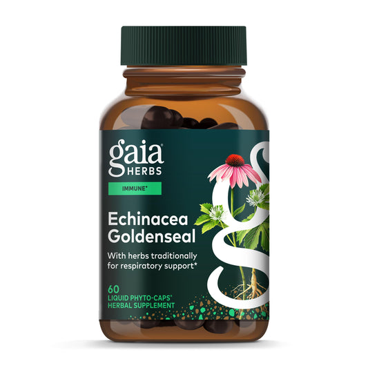 Gaia Herbs Echinacea Goldenseal - Immune Support & Respiratory Health - 60 vegan liquid phyto-capsules