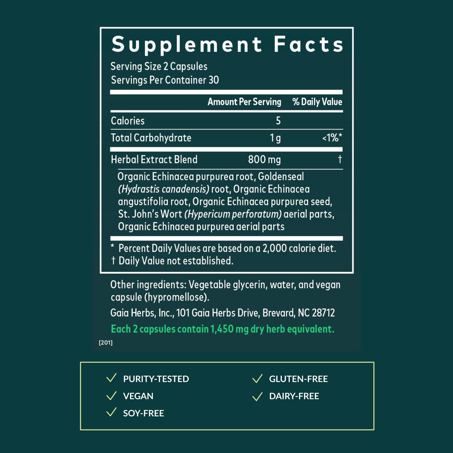 Gaia Herbs Echinacea Goldenseal - Immune Support & Respiratory Health - 60 vegan liquid phyto-capsules