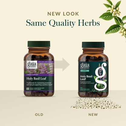 Gaia Herbs Holy Basil Leaf | Adaptogenic Ayurvedic Stress Support | 120 Vegan Liquid Phyto-Caps (60 Servings)
