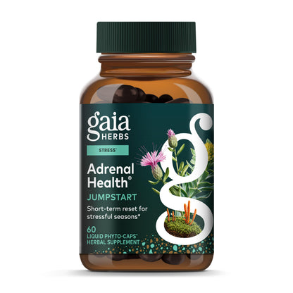 Gaia Herbs Adrenal Health Jumpstart | Adaptogenic Blend for Energy & Stress Support | 60 Vegan Liquid Phyto-Capsules