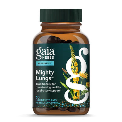 Gaia Herbs Mighty Lungs - Lung Support Supplement with Traditional Respiratory Herbs | 60 Vegan Liquid Phyto-Capsules (30-Day)