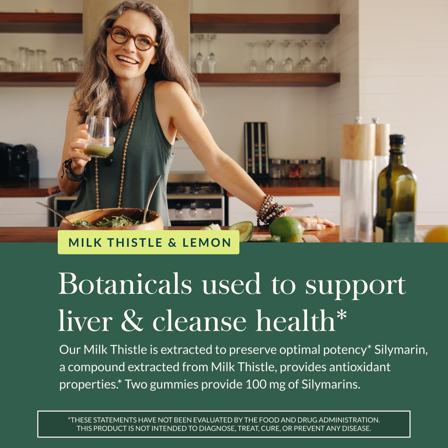 Gaia Herbs Milk Thistle Gummies - Lemon Flavor, Vegan Liver Support & Detox (60 Gummies)
