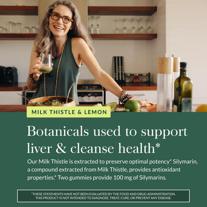 Gaia Herbs Milk Thistle Gummies - Lemon Flavor, Vegan Liver Support & Detox (60 Gummies)