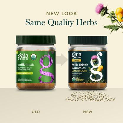 Gaia Herbs Milk Thistle Gummies - Lemon Flavor, Vegan Liver Support & Detox (60 Gummies)