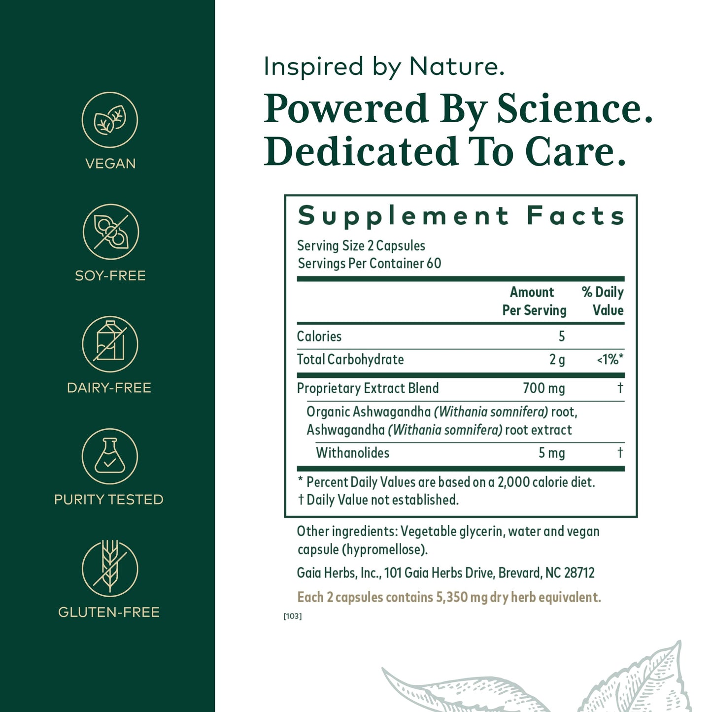 GAIA HERBS PRO Ashwagandha 700 - Immune Support & Calm, 120 Liquid Phyto-Caps (60 Servings)