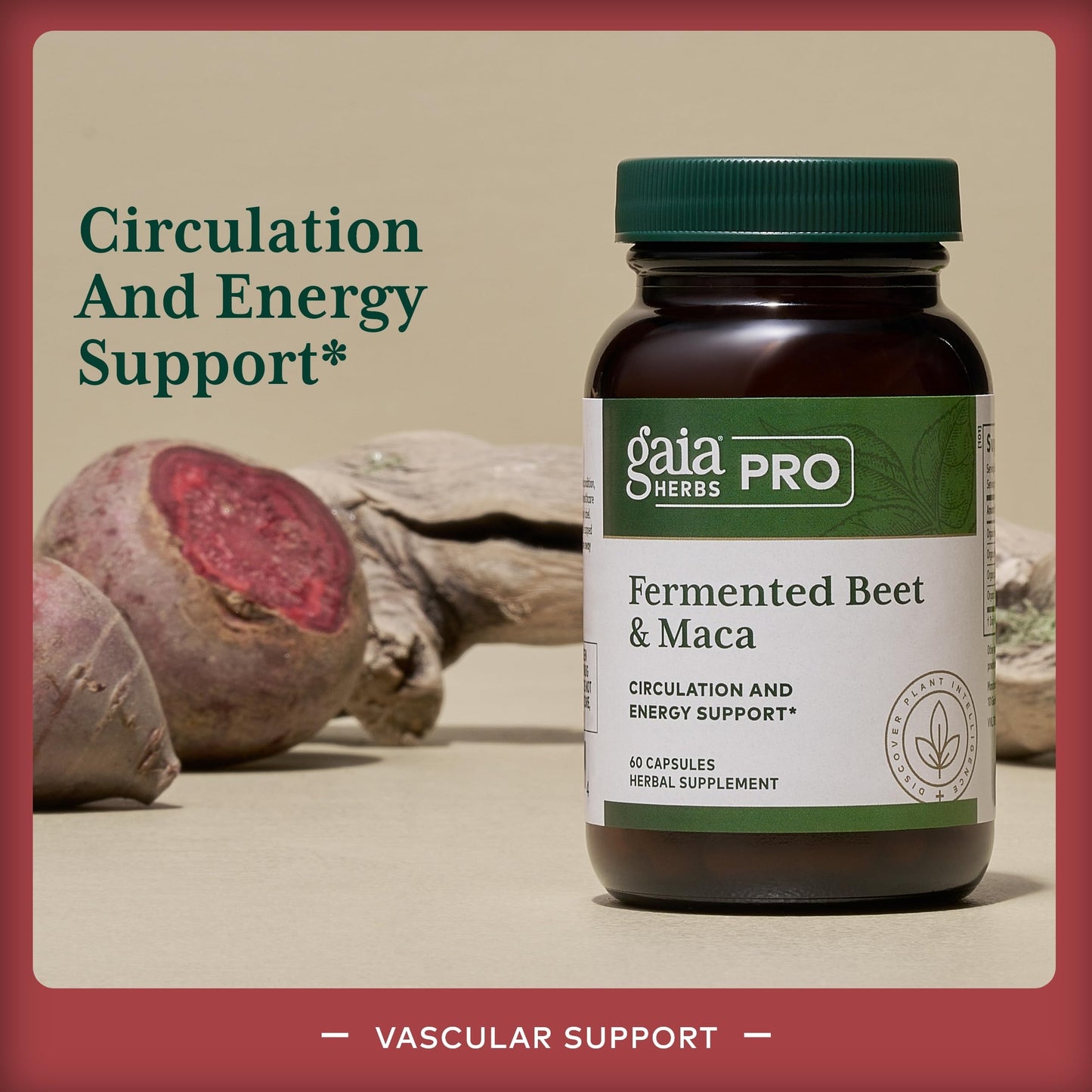 GAIA Herbs PRO Fermented Beet & Maca – Energy & Circulation Support (60 Capsules)