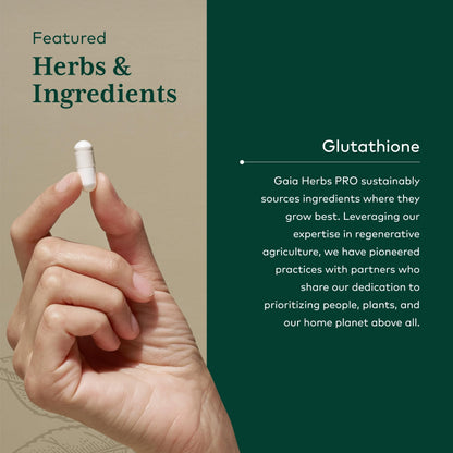 GAIA HERBS PRO Glutathione 500 - Antioxidant Support | 30 Servings | Vegan & Gluten-Free