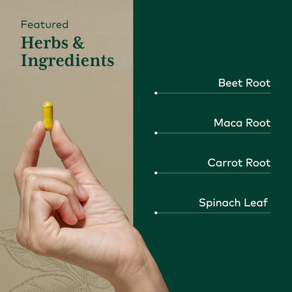 GAIA Herbs PRO Fermented Beet & Maca – Energy & Circulation Support (60 Capsules)