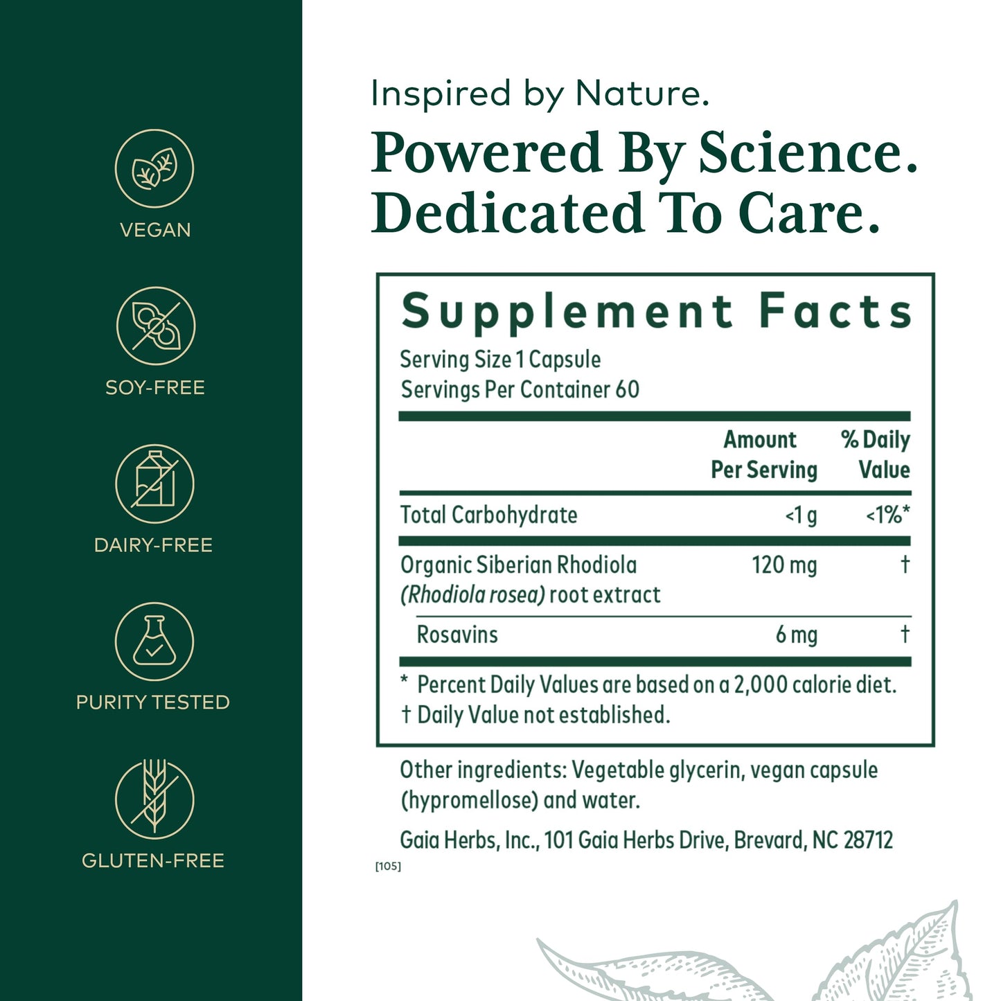 GAIA HERBS PRO Rhodiola - Energy Support Supplement - Adaptogen with Rhodiola Root Extract - Vegan Gluten-Free Soy-Free - 60 Phyto-Caps (30 Servings)
