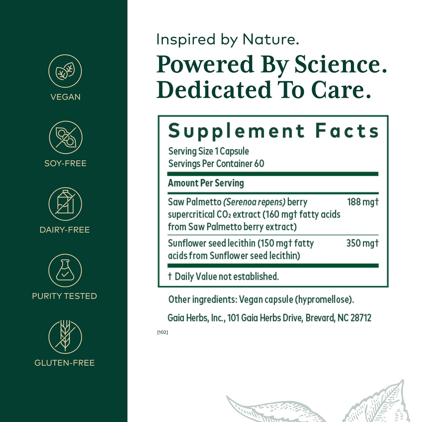 GAIA HERBS PRO Saw Palmetto PRO – Prostate Support, 60 Caps, Vegan