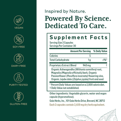 Gaia Herbs PRO Sleep Maintenance | Adrenal Health & Sleep Support (60 capsules)