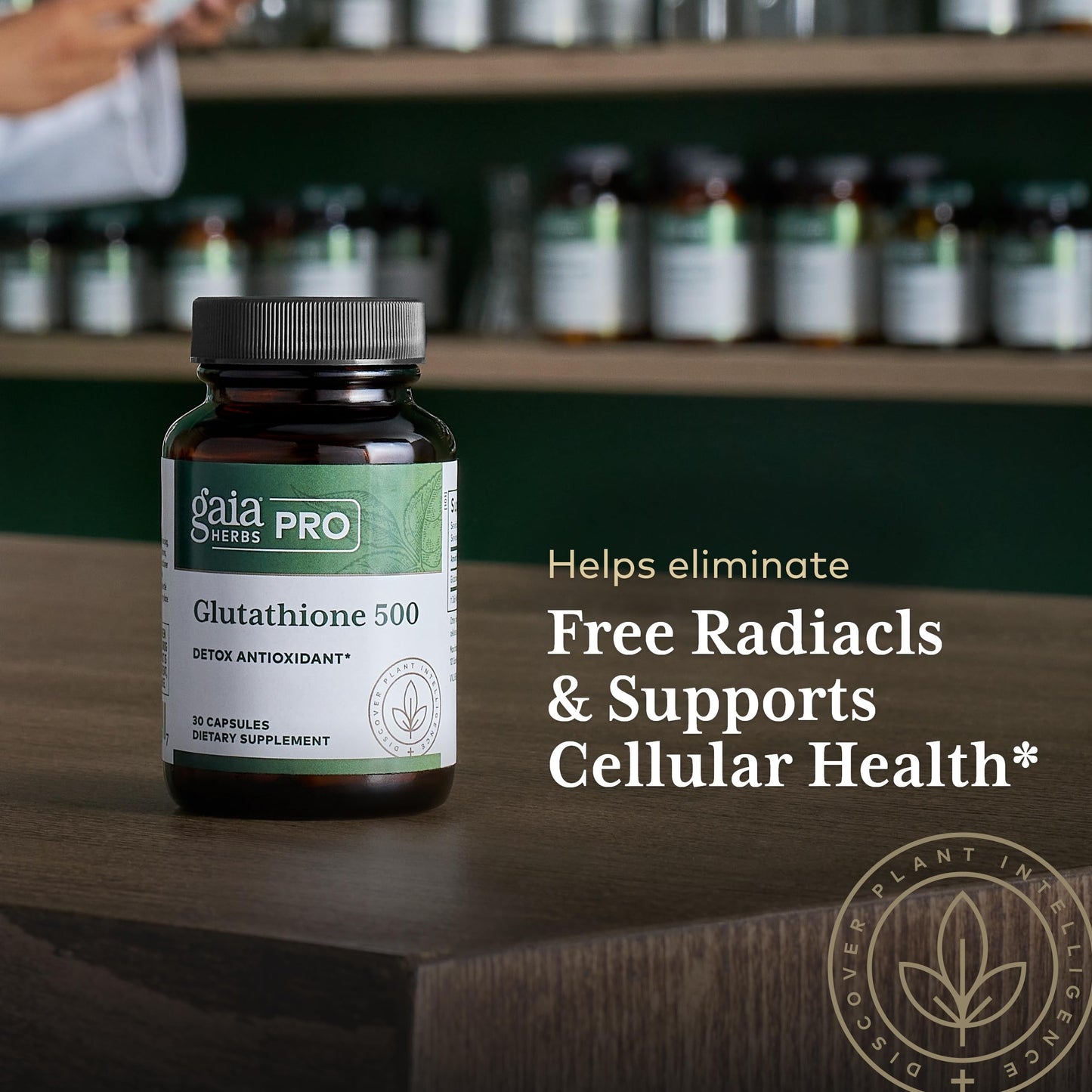 GAIA HERBS PRO Glutathione 500 - Antioxidant Support | 30 Servings | Vegan & Gluten-Free