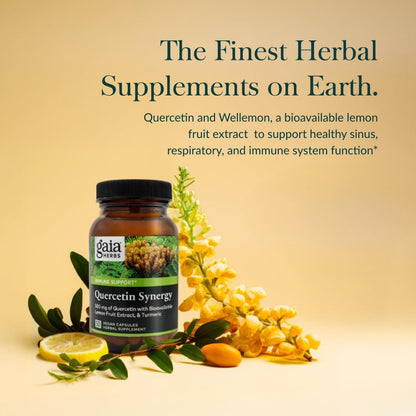 Gaia Herbs Quercetin Synergy - Immunity Support with Lemon Extract - 50 Vegan Capsules