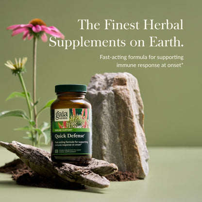 Gaia Herbs Quick Defense - Fast-Acting Immune Support Supplement* - Echinacea, Black Elderberry, Ginger & Andrographis - 80 Vegan Liquid Phyto-Caps (40 Servings)