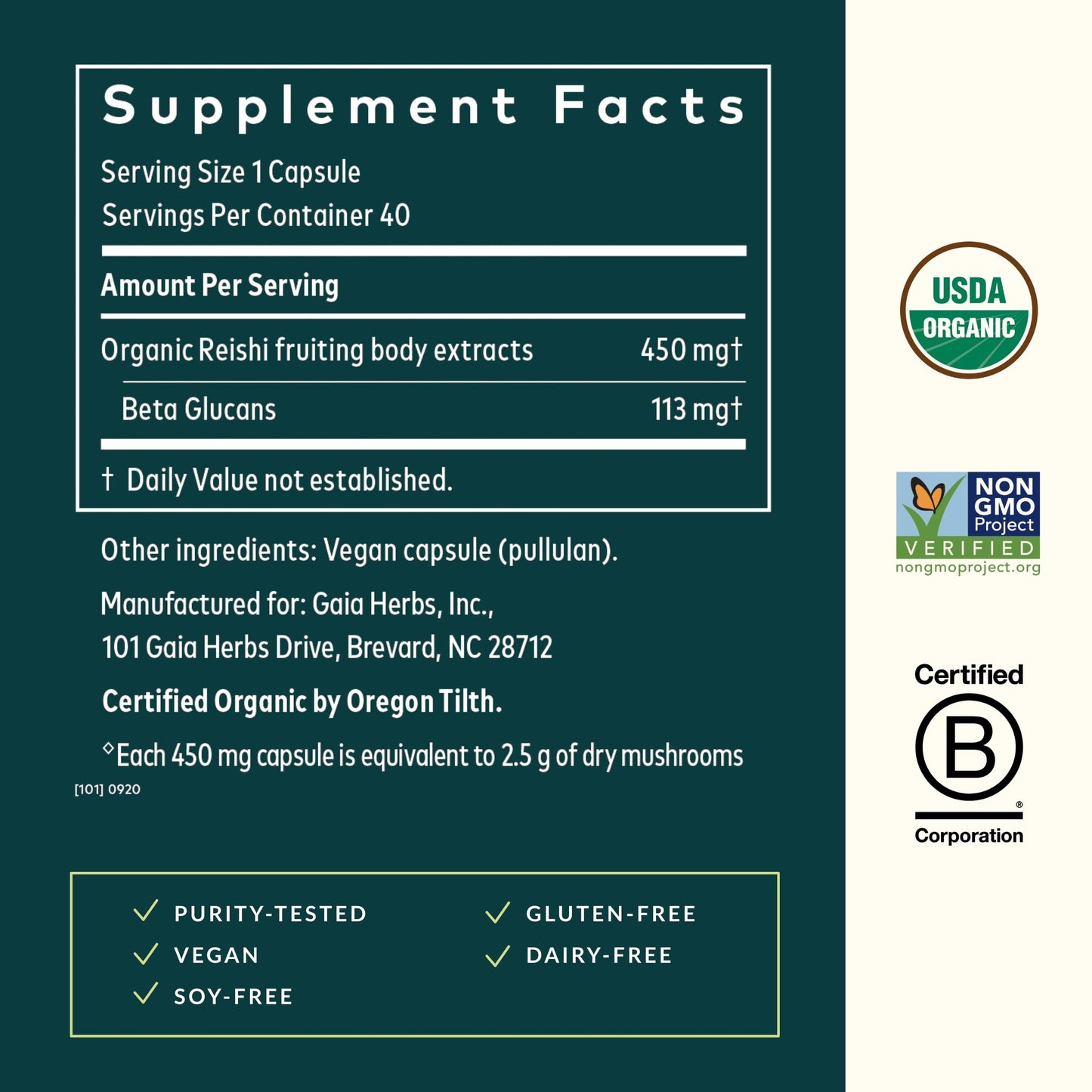 Gaia Herbs Reishi Mushroom: Immune & Heart Health | 40 Vegan Liquid Phyto-Capsules