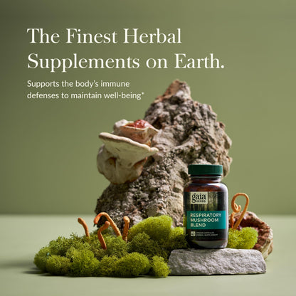 Gaia Herbs Respiratory Mushroom Blend - Immune Support & Lung Health (40 Vegan Capsules)