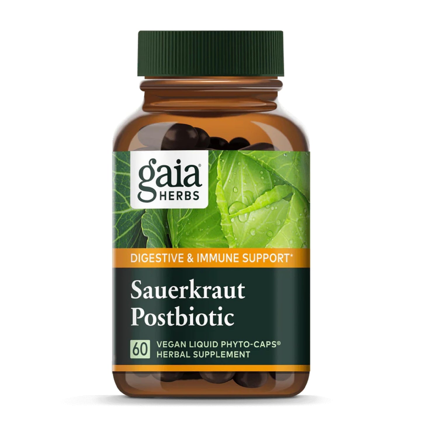 Gaia Herbs Sauerkraut Postbiotic - Natural Gut Health & Immune Support - 60 Vegan Capsules