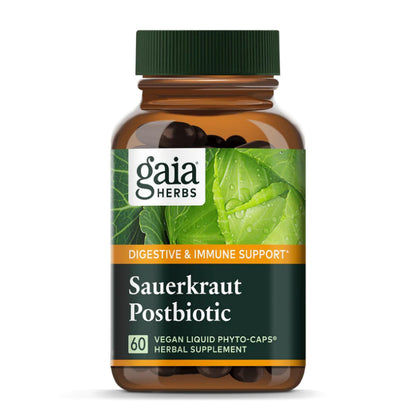 Gaia Herbs Sauerkraut Postbiotic - Natural Gut Health & Immune Support - 60 Vegan Capsules