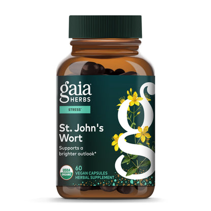 Gaia Herbs St. John's Wort - Stress Support Supplement* - 60 Vegan Capsules (20-Day Supply)
