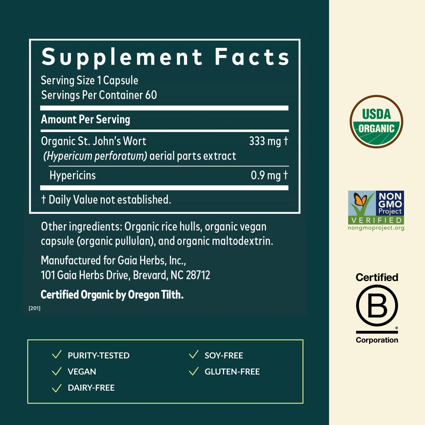 Gaia Herbs St. John's Wort - Stress Support Supplement* - 60 Vegan Capsules (20-Day Supply)