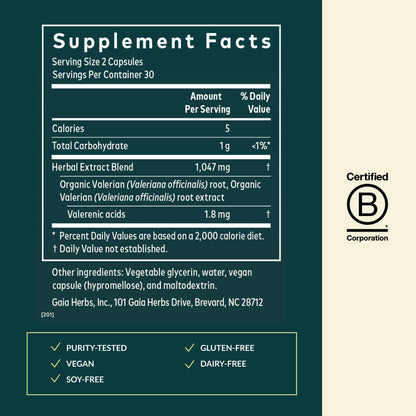 Gaia Herbs Valerian Root – Sleep Support & Calm | 60 Vegan Capsules