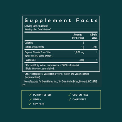 Gaia Herbs Vitex Berry - Hormone Balance Support for Women | 120 Vegan Liquid Phyto-Capsules