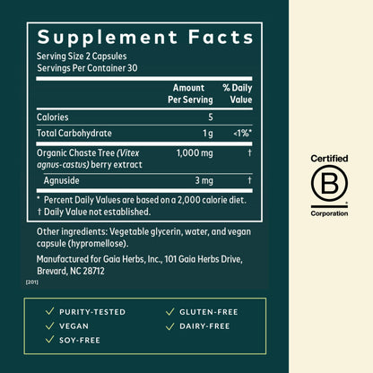 Gaia Herbs Vitex Berry - Traditionally Used for Hormone Balance & Menstrual Support | 60 Vegan Liquid Phytocapsules