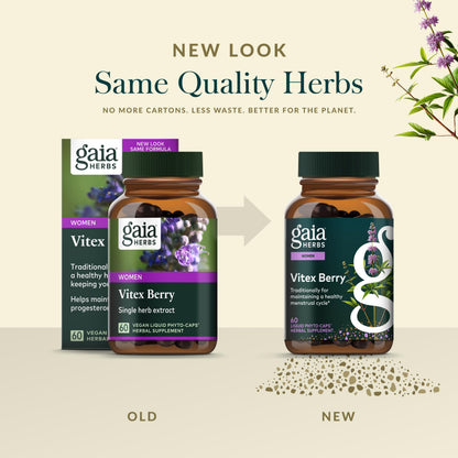 Gaia Herbs Vitex Berry - Traditionally Used for Hormone Balance & Menstrual Support | 60 Vegan Liquid Phytocapsules