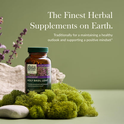 Gaia Herbs Holy Basil Leaf | Adaptogenic Ayurvedic Stress Support | 120 Vegan Liquid Phyto-Caps (60 Servings)