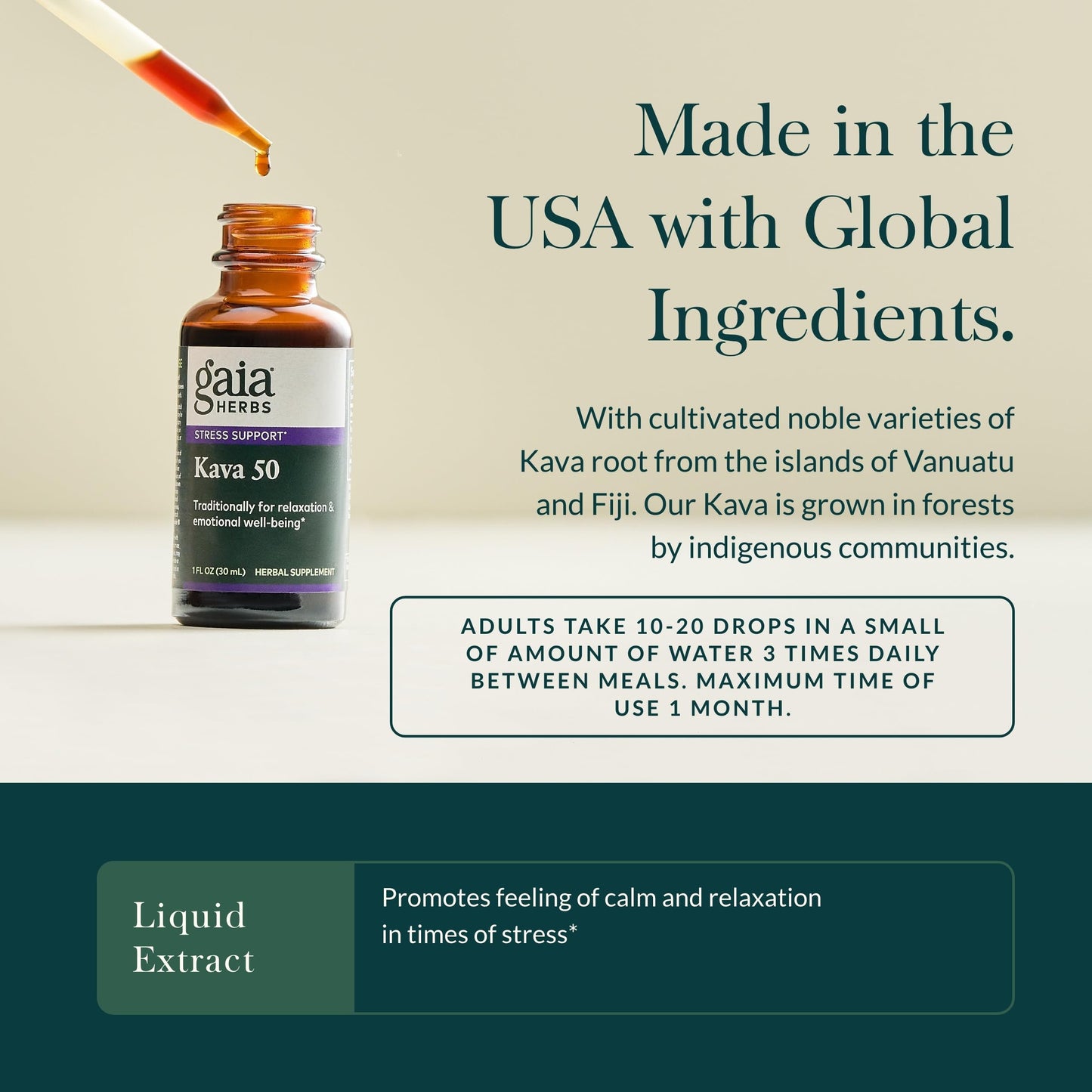Gaia Herbs Kava Root Extra Strength – Calm & Emotional Wellness (1 oz, 20-Day Supply)