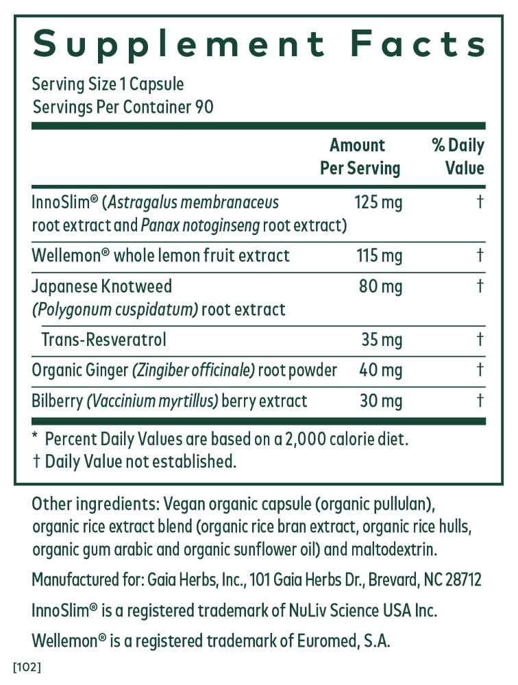 Gaia Herbs PRO AMPK Activator – Caffeine-Free Cellular Energy (90 Vegan Capsules)