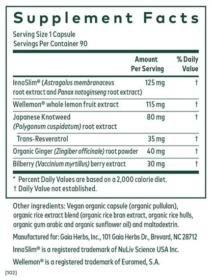 Gaia Herbs PRO AMPK Activator – Caffeine-Free Cellular Energy (90 Vegan Capsules)