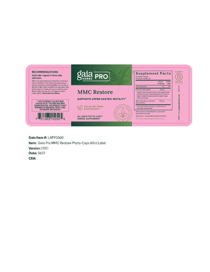 GAIA HERBS PRO MMC Restore – Digestive Health Support for Upper Gastric Motility (60 Servings)