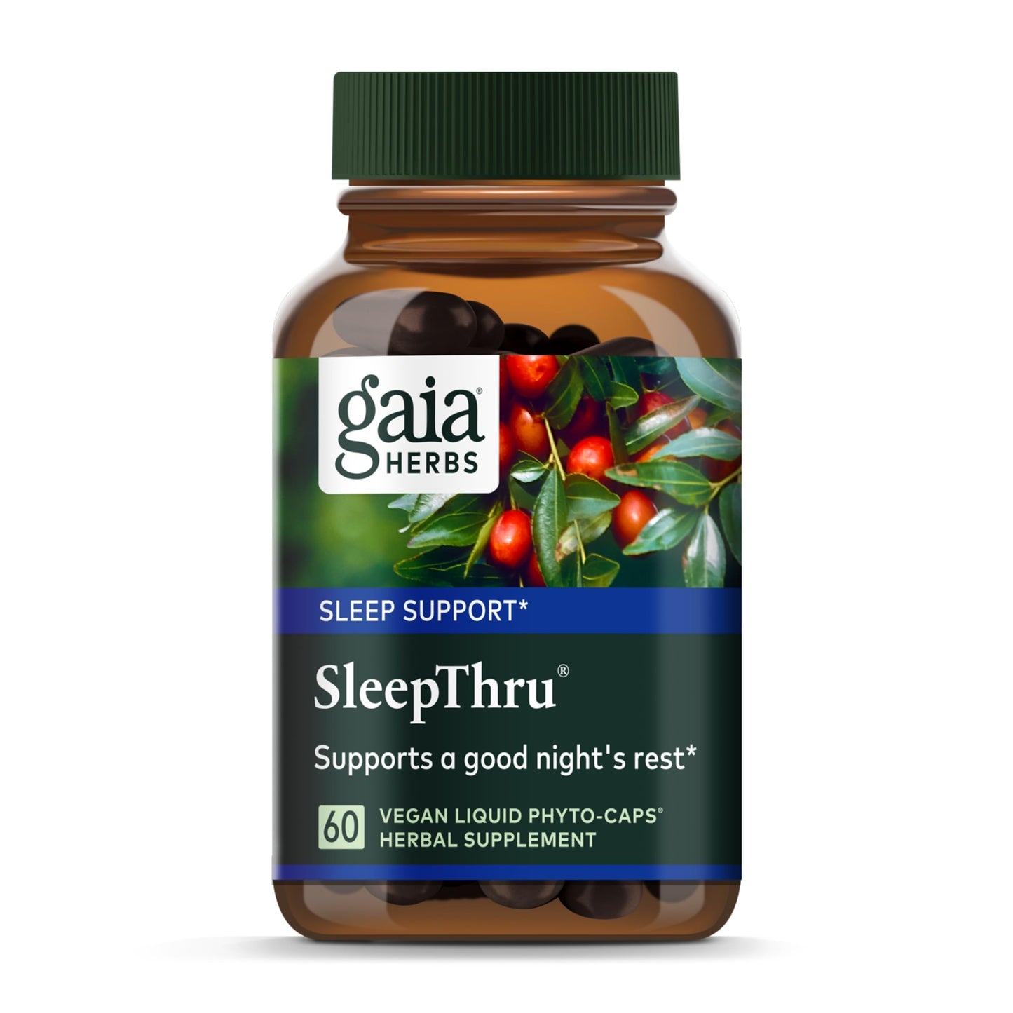 Gaia Herbs SleepThru Sleep Support – Ashwagandha, Magnolia Bark, Passionflower & Jujube Date | 60 Vegan Liquid Phyto-Capsules