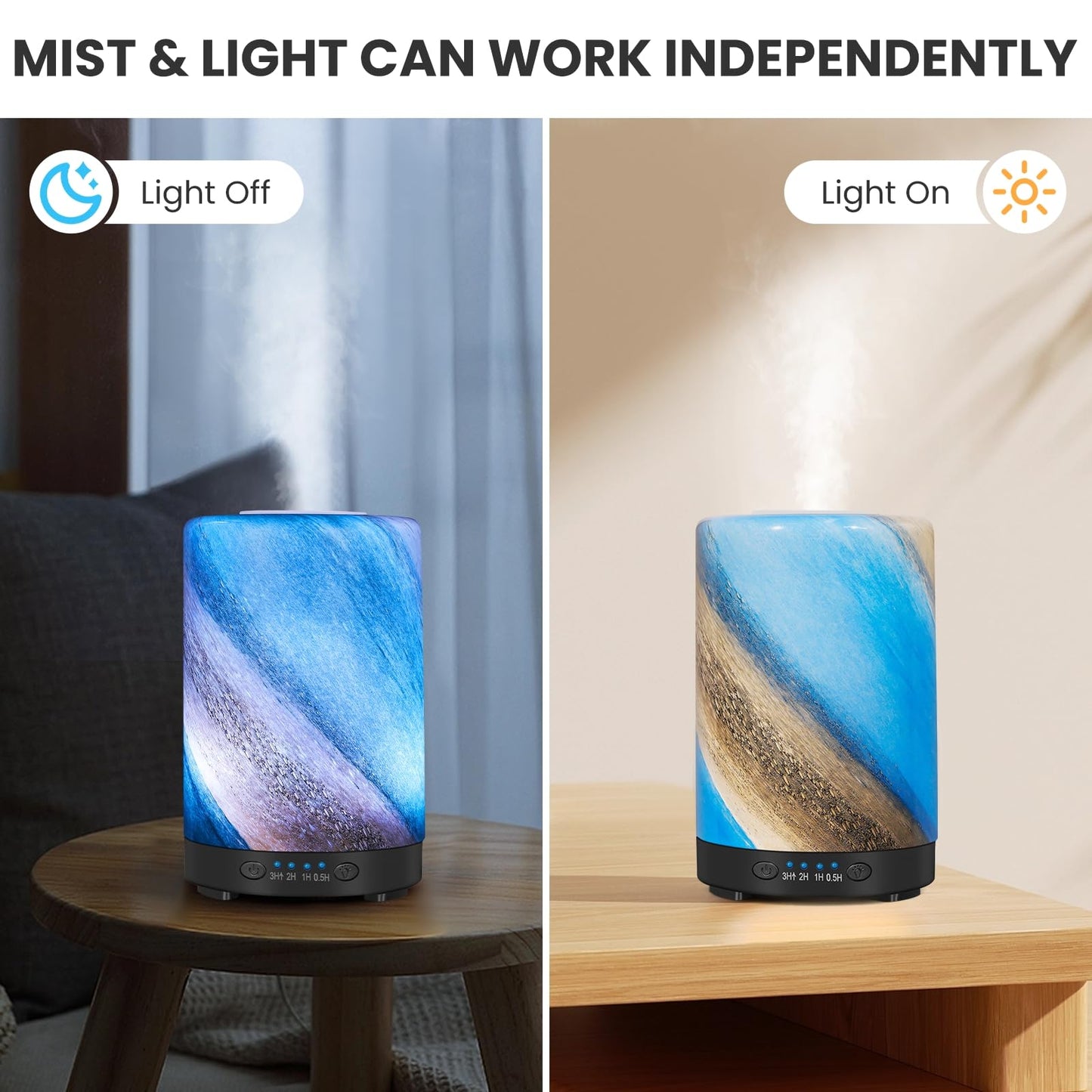 Essential Oil Diffuser 120 ml Galaxy Mist – Glass Ultrasonic Diffuser, 7 LED Colors, Auto Shut-Off, 4 Timers