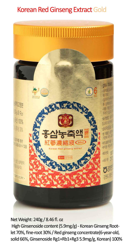Gangwoninsam Korean Red Ginseng Extract Gold 240g (8.46 fl oz) – 100% Pure 6-Year-Old Korean Red Ginseng Root Extract