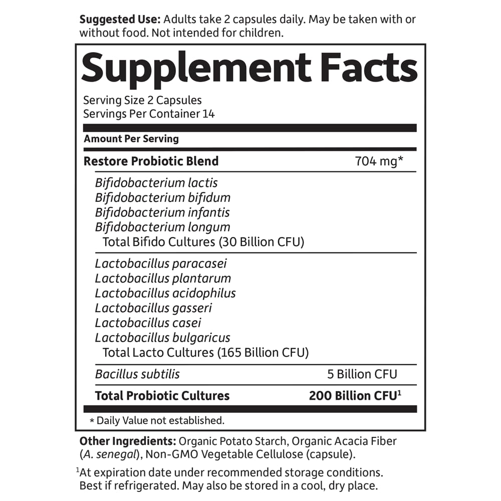 Garden of Life Dr. Formulated Probiotics Platinum Restore 200B CFU – 28 Veg Capsules | Vegan, Non-GMO, Gluten & Dairy Free
