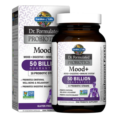 Garden of Life Mood+ Probiotic with Ashwagandha – 60 Veggie Caps, Gluten Free & Non-GMO