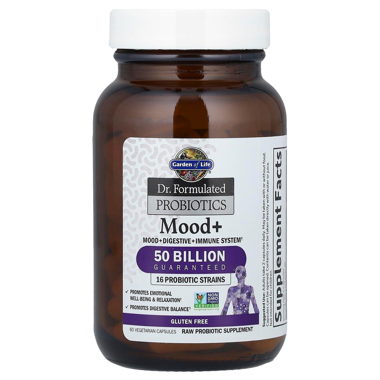 Garden of Life Mood+ Probiotic with Ashwagandha – 60 Veggie Caps, Gluten Free & Non-GMO