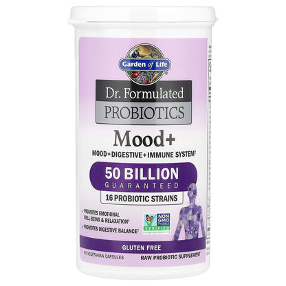 Garden of Life Mood+ Probiotics – Dr Formulated Mood Support with Ashwagandha, 60 Veggie Caps