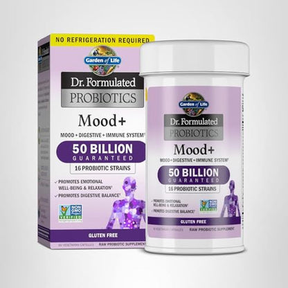 Garden of Life Mood+ Probiotics – Dr Formulated Mood Support with Ashwagandha, 60 Veggie Caps