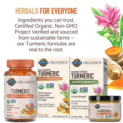 Garden of Life Organic Turmeric Extra Strength 100mg Curcumin – 120 Tablets