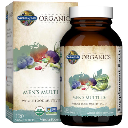 Garden of Life Organics Organics Whole Food Multivitamin for Men 40+ 120 Tablets | Vegan & Certified Organic