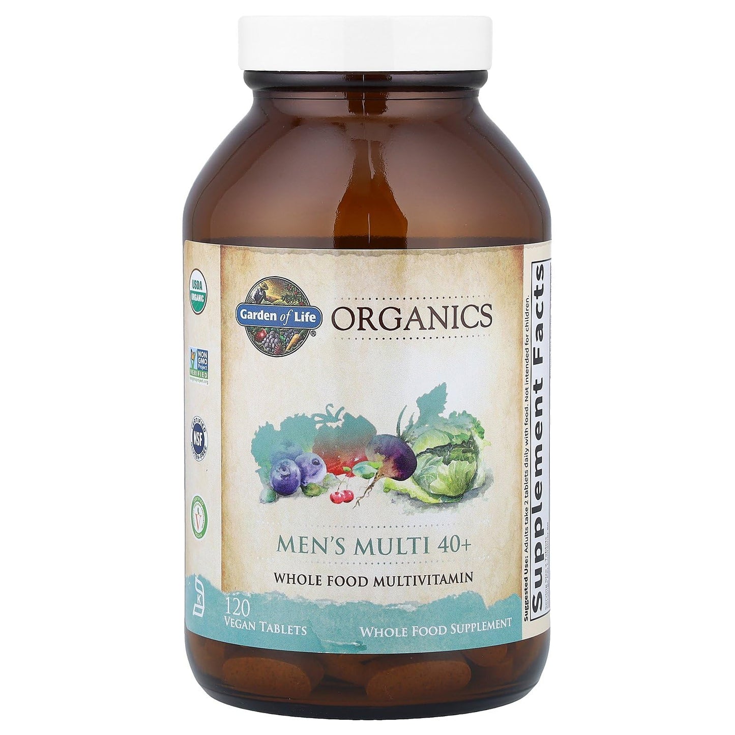 Garden of Life Organics Organics Whole Food Multivitamin for Men 40+ 120 Tablets | Vegan & Certified Organic